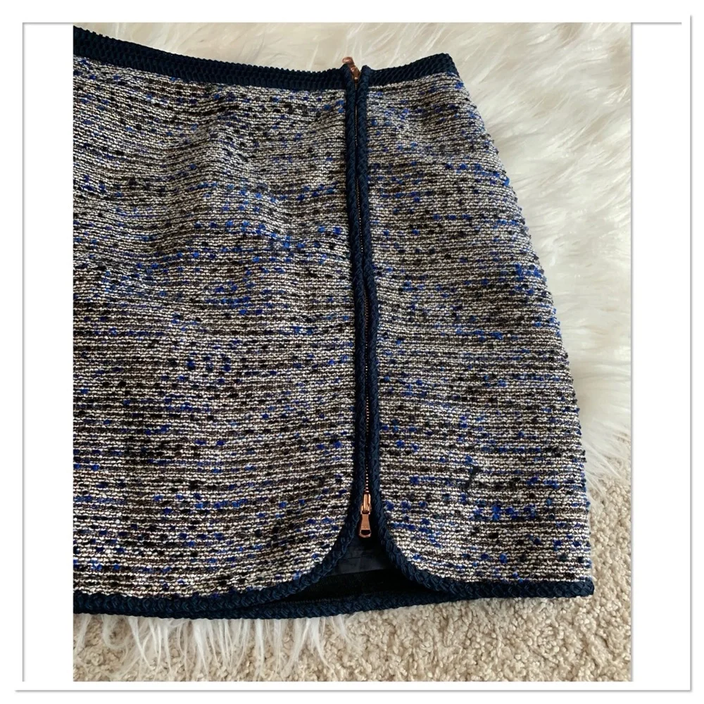 J.Crew Tweed Zip Front Skirt Blue Multicolor Size 12